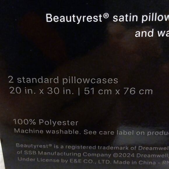 2 Pc Beautyrest STANDARD Satin Pillowcases BLACK Silky Therapeutic Hair Skin NEW - Picture 10 of 10